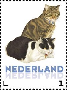 Stamp, Domestic Cat (Felis silvestris catus), Netherlands,  , Cats
