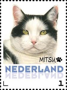 Stamp, Mitsu, Netherlands,  , Animals (Fauna), Cats, Mammals