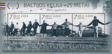 Souvenir Sheet, People in the Baltic chain, Lithuania,  , Anniversaries and Jubilees, Chains, Freedom Fighters