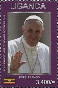 Stamp, Pope Francis, Uganda,  , Popes, Religion
