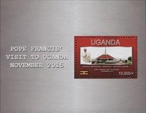 Souvenir Sheet, Munyonyo Martyrs' Shrine, Uganda,  , Churches - Cathedrals - Basilicas - Chapels, Popes, Religion