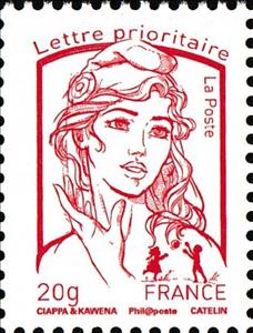 Stamp, Marianne de Ciappa et Kawena, France,  