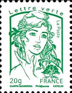 Stamp, Marianne de Ciappa et Kawena, France,  