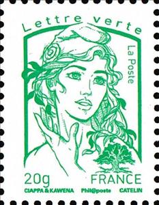 Stamp, Marianne de Ciappa et Kawena, France,  