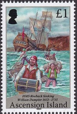 Stamp, HMS Roebuck sinking, Ascension Island,  