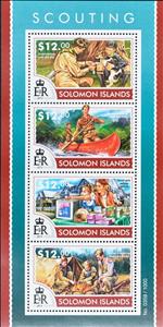 Mini Sheet, Scouts taking care of a dog,  Scouts kayaking down the rive…, Solomon Islands,  , Scouting