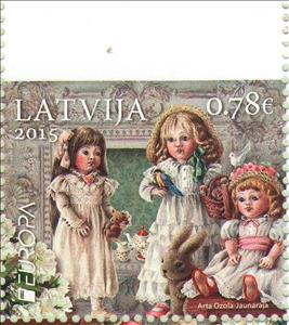 Stamp, Old toys, Latvia,  , C.E.P.T., Europe, Teddy Bears, Toys