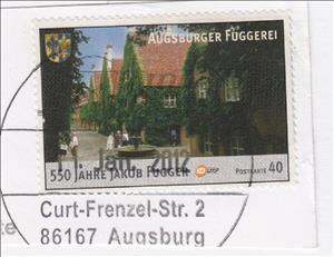 Stamp, Augsburger Fuggerei, Germany, Modern Private Post Offices,  , Buildings