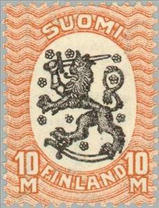 Stamp, Definitive series I. Watermark swastika, Finland,  