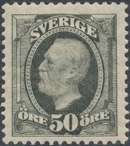 Stamp, King Oscar II, Sweden,  