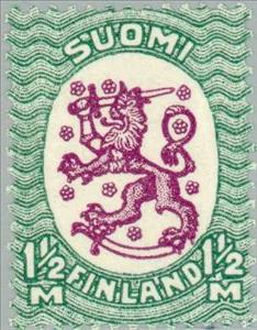 Stamp, Definitive series I. Watermark posthorn, Finland,  