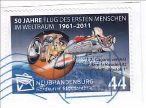 Stamp, 50 Jahre Flug des ersten Menschen in den Weltraum, Germany, Modern Private Post Offices,  , Outer Space, Space Traveling