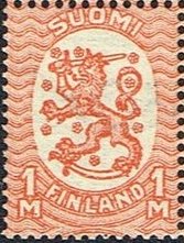 Stamp, Definitive series I. Watermark swastika, Finland,  