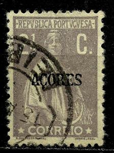 Stamp, Ceres Issue of Portugal Overprinted, Azores,  