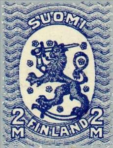 Stamp, Definitive series I. Watermark posthorn, Finland,  
