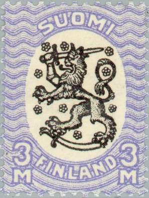 Stamp, Definitive series I. Watermark posthorn, Finland,  