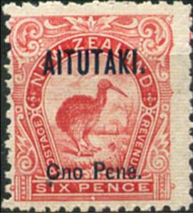 Stamp, Kiwi (Apteryx sp.), Aitutaki,  , Animals (Fauna), Birds