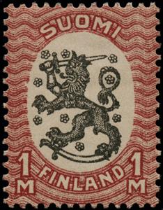 Stamp, Definitive series I: Lion type m/17 (deep carmine), Finland,  , Coats of Arms, Heraldic Animals