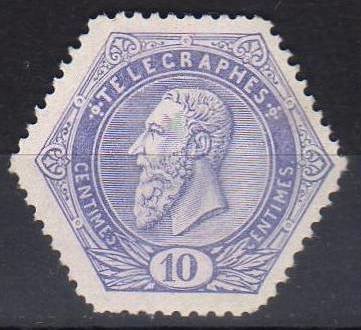 Telegraph Stamp: leopold II on a lined background
