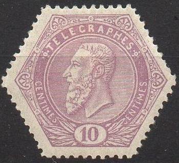 Telegraph Stamp: leopold II on a lined background