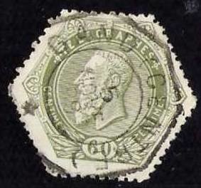 Telegraph Stamp: leopold II on a lined background