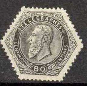 Telegraph Stamp: leopold II on a lined background