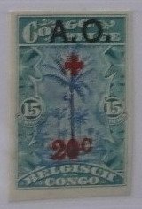 Overprint A.O. on Belgian congo stamp BE-CD 74