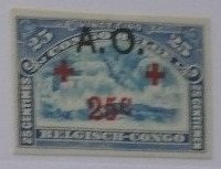 Overprint A.O. on Belgian congo stamp BE-CD 75