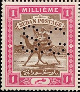Stamp, Postman with Dromedary (Camelus dromedarius), Sudan,  , Camels