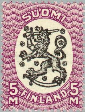 Stamp, Definitive series I. Watermark posthorn, Finland,  
