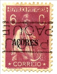 Stamp, Ceres Issue of Portugal Overprinted, Azores,  