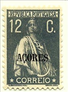 Stamp, Ceres Issue of Portugal Overprinted, Azores,  