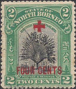 Stamp, Sountry symbols-red overprint, North Borneo,  , Red Cross and Red Crescent