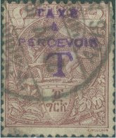 Handstamped postage due stamp