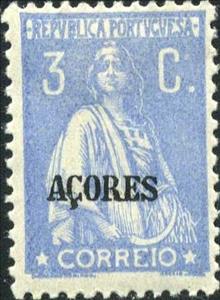 Stamp, Ceres Issue of Portugal Overprinted, Azores,  