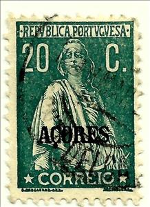 Stamp, Ceres Issue of Portugal Overprinted, Azores,  