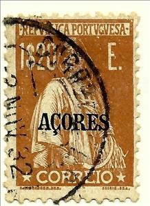 Stamp, Ceres Issue of Portugal Overprinted, Azores,  