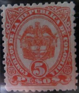 Stamp, Coat of Arms 5 pesos, Colombia,  , Coats of Arms