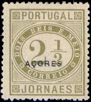 Stamp, Newspaper stamp overprinted, Azores,  