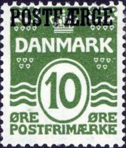 Stamp, Figure wave type overprint POSTFAERGE, Denmark,  , Numbers
