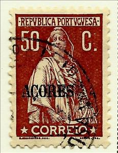 Stamp, Ceres retouched engraving, Azores,  