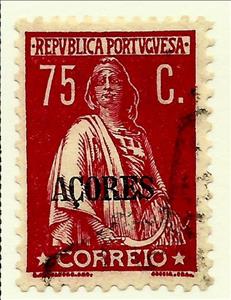 Stamp, Ceres retouched engraving, Azores,  