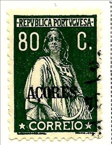 Stamp, Ceres retouched engraving, Azores,  