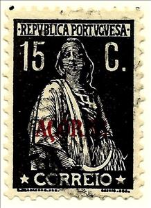Stamp, Ceres retouched engraving, Azores,  