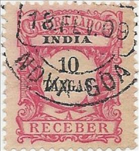 Stamp, Postage Due, India, Portuguese,  
