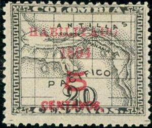 Stamp, Map of the Panama (overprint), Panama,  , Maps