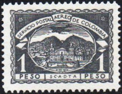 Airplane over Cathedral of Bogota
