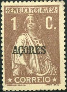 Stamp, Ceres Issue of Portugal Overprinted, Azores,  