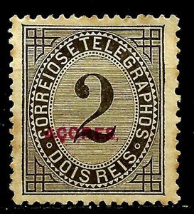 Stamp, Number red overprint açores, Azores,  