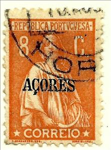 Stamp, Ceres Issue of Portugal Overprinted, Azores,  